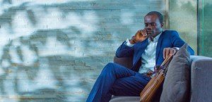 Tailor-made blue suit by Ghanaian tailor
