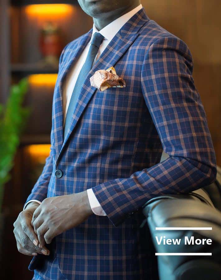 Tailored Checked Blue Suit