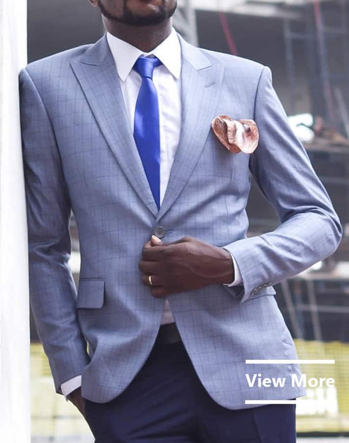 Custom Made Men's Blue Suits by Ghanaian Tailor in Accra