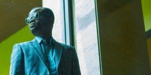 checked blazer by Ghanaian tailor