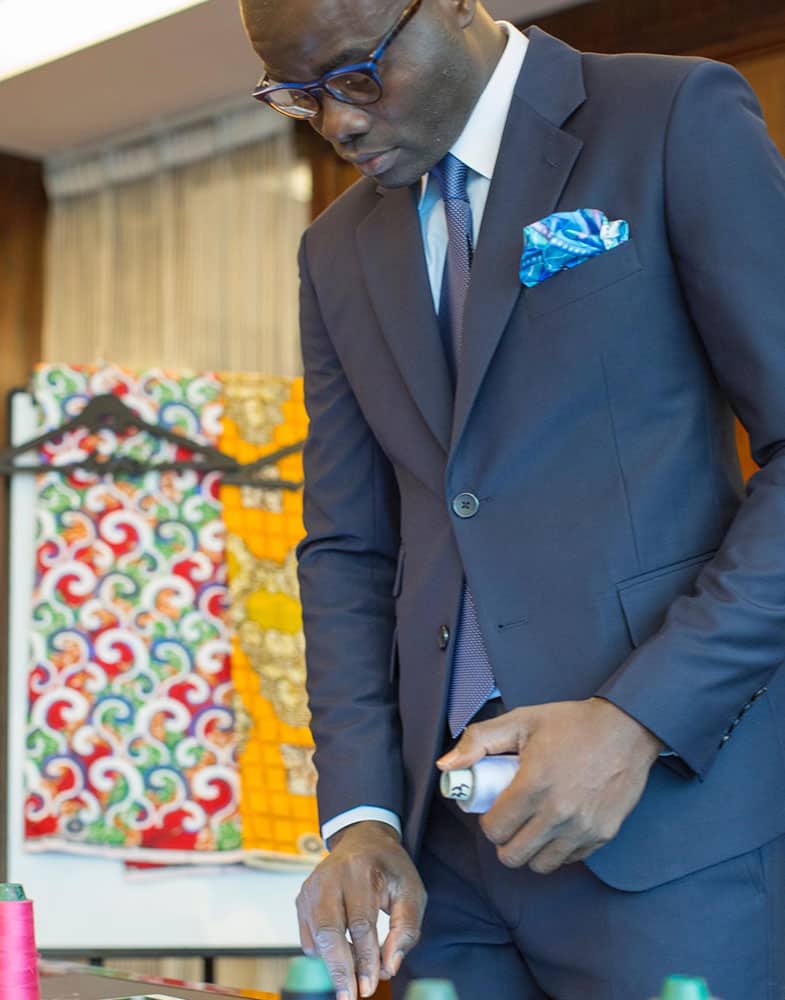 bespoke suit by Ghanaian tailor