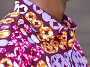 bespoke shirt made of African print by Ghanaian tailor Adjei Anang