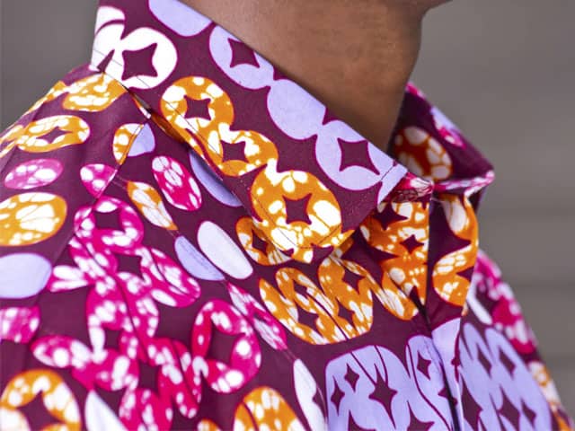 bespoke shirt made of African print by Ghanaian tailor Adjei Anang