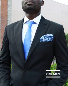 custom made black suit by Ghanaian tailor in Accra