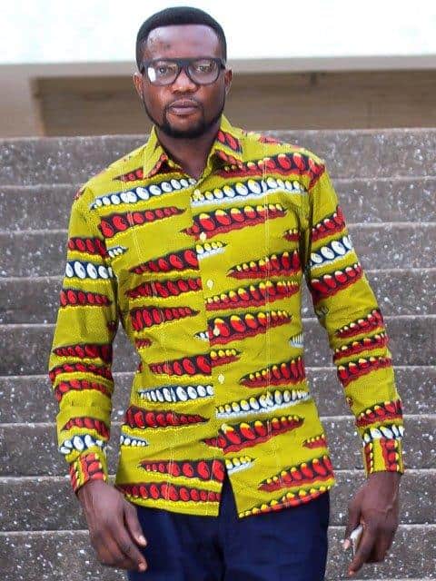 African print tailored shirt by Ghanaian tailor Adjei Anang