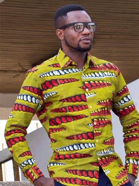 African print tailored shirt by Ghanaian tailor Adjei Anang