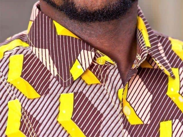 African print tailored shirt by Ghanaian tailor Adjei Anang