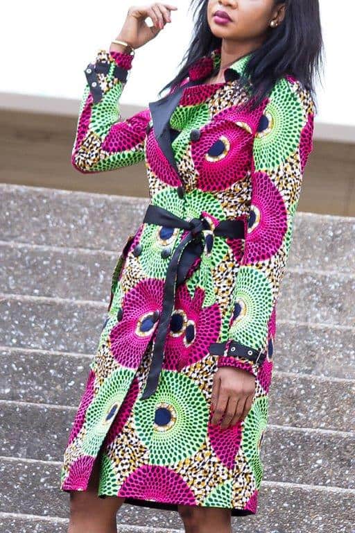 bespoke women's coat by Ghanaian tailor Adjei Anang