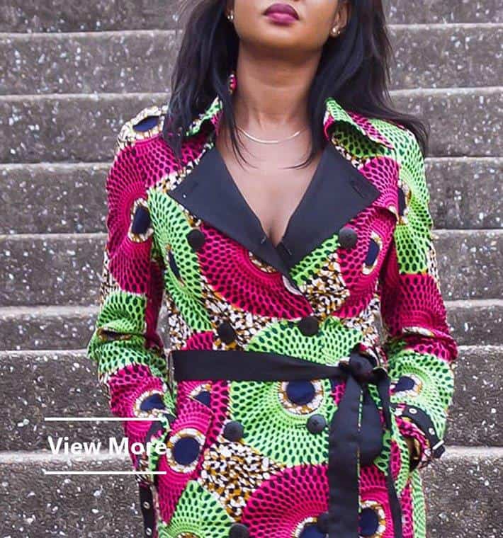 tailor-made women's coat by Ghanaian tailor Adjei Anang