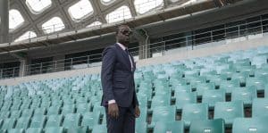 Tailored Blue Suit by Ghanaian Tailor, Adjei Anang