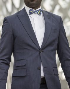 Tailored Blue Suit by Ghanaian Tailor, Adjei Anang